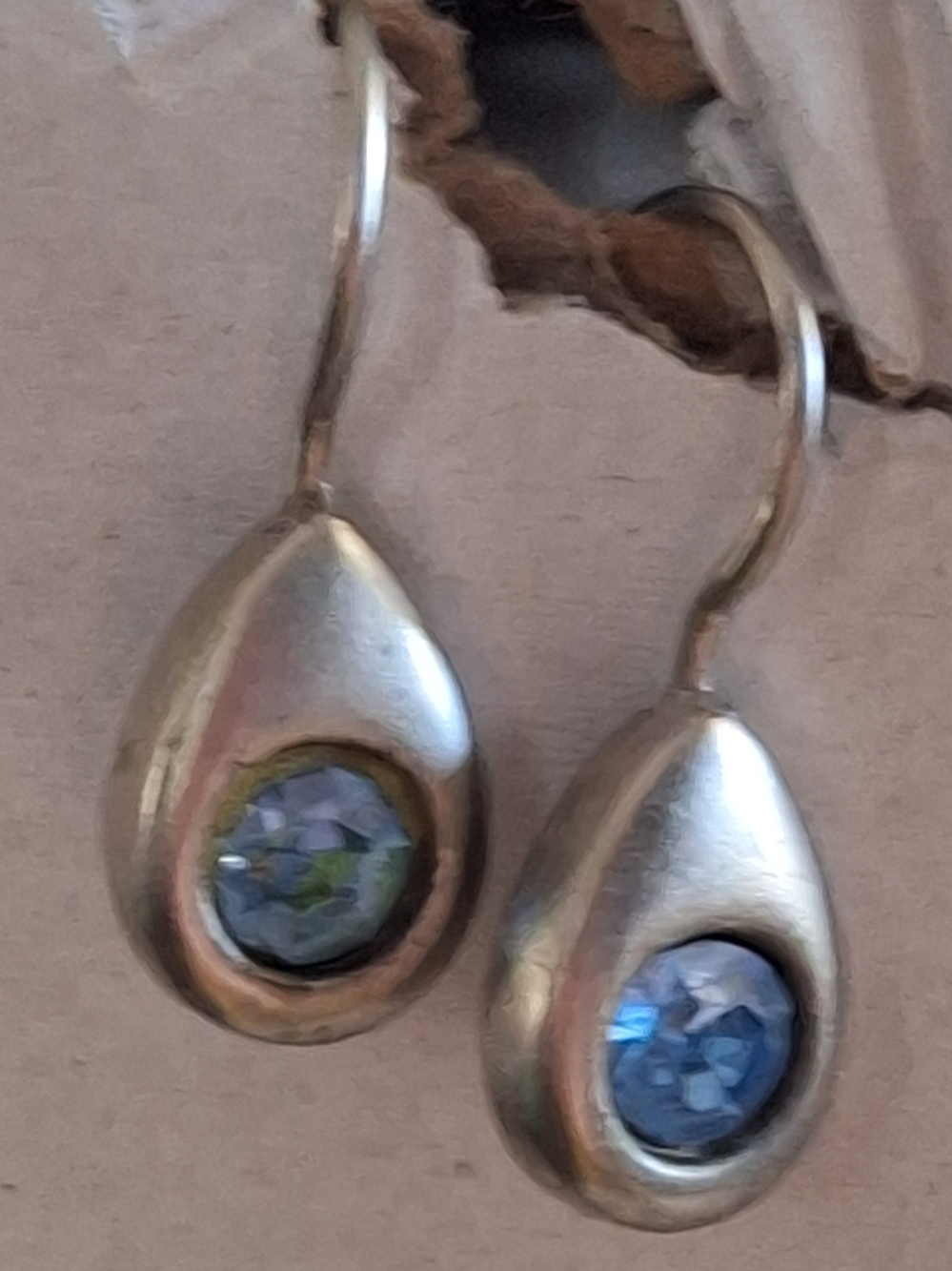 Express Silver Teardrop Earrings with Blue Stones